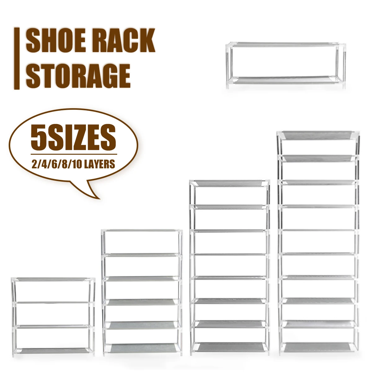 Multi Layer Tier Optional Metal Shoe Rack Storage Organizer Stand Shelf Holder 2/4/6/8/10 Tier Portable Shoes Display Storage