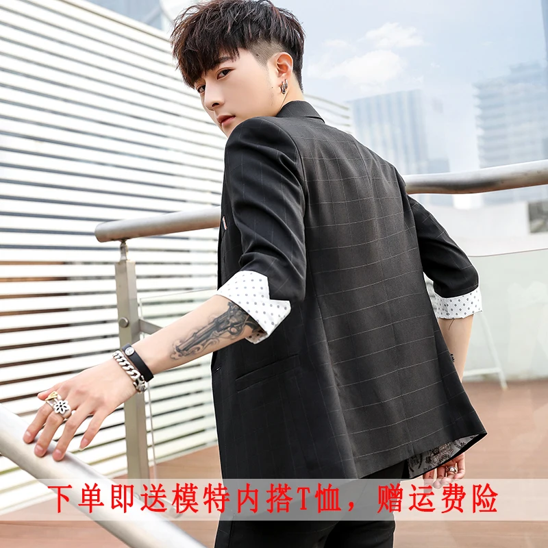 

custom2019 Summer Seven-part Sleeved Suit Men's Suit Korean Edition Fashion Medium Sleeve Small Suit Men's
