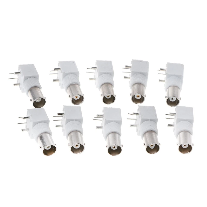 

10x PC Board PCB Mount Right Angle BNC Female Jack With Nut Bulkhead Connector #Aug.26