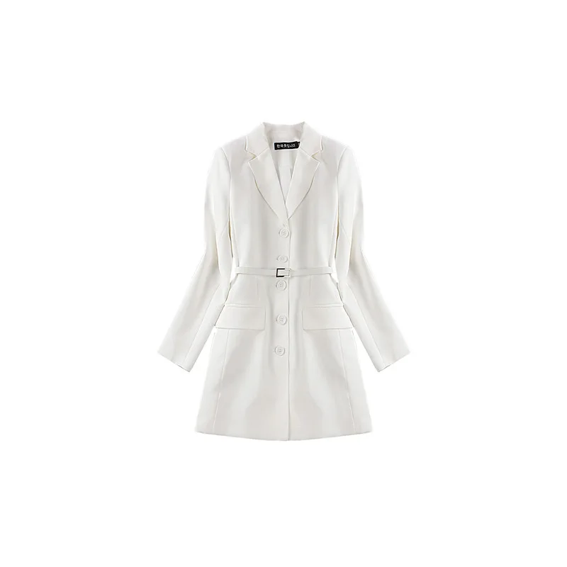 Spring 2019 New Dress Song Huiqiao Star with The Same White Long-sleeved Tie Suit dress Korean Version Dress Suit Women A-Line Spring 2019 New Dress Song Huiqiao Star with The Same White Long-sleeved Tie Suit dress Korean Version Dress Suit Women A-Line