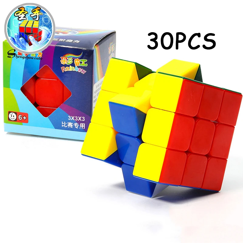 30 шт. ShengShou Радуга 3x3x3 Magic cube Professional скорость Твист Головоломка Cubo Magico образование игрушки для детей не наклейки в форме Куба