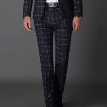 Модные мужские брюки плюс размер 28-42 мужские деловые клетчатые брюки корейский стиль для стройных мужчин обтягивающие брюки повседневные брюки мужские