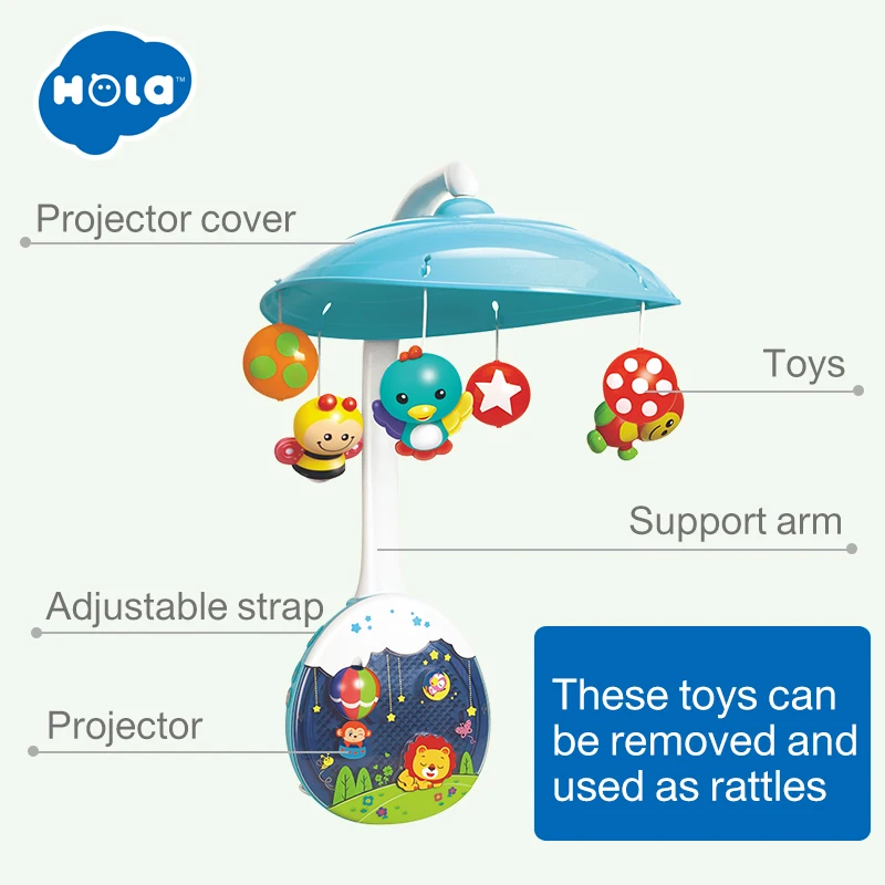 HOLA 1105 New Arrived 5 pcs/set ABS Set Baby Crib Mobile Bed Bell Toy Holder Arm Bracket Nursery Music Love Baby Rattles
