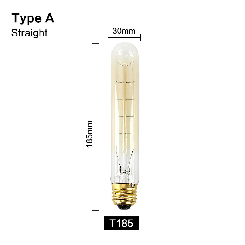 Ретро Винтаж Эдисон лампы Подвесная лампа-канделябр 220V нити E27 Эдисон лампы накаливания Светильник лампы античный Вольфрам лампа - Цвет: T185