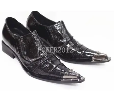 Ntparker/новинка г.; винтажные кожаные мужские туфли в стиле рок; мужские туфли с острым носком и металлическим носком; EU38-46
