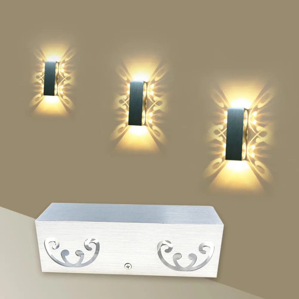 

2W 6W LED Wall Lamp Aluminum Indoor Light Fixture 2 Butteryfly Projection Creative Sconce AC85-265 For KTV Bar Decoration JQ