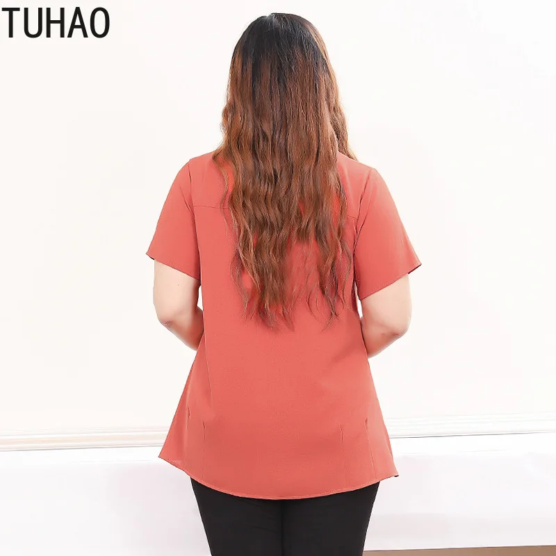 TUHAO Летняя Повседневная оранжевая блузка размера плюс 10XL 9XL 8XL женская одежда больших размеров 7xl 6xl летние топы женские рубашки MS06