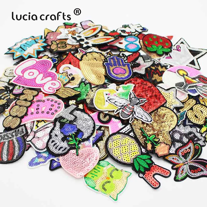 Lucia crafts 12 шт блестки аппликация случайные стили вышитые ткани железные нашивки для детской одежды L0305