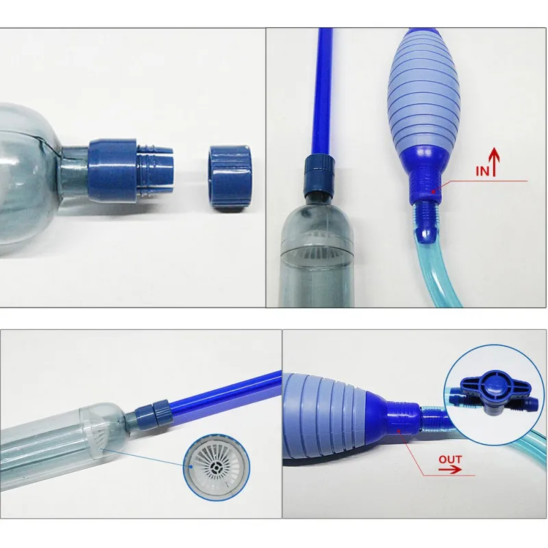 Аквариумный ручной очиститель инструмент сифон гравий всасывающая труба фильтр аквариум вакуумный насос для замены воды Инструменты
