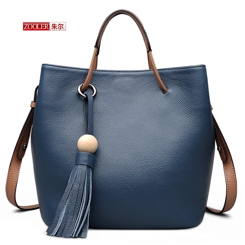 

ZOOLER New arrival Genuine cow leather messengers bag Blue top quality woman handbags Luxury brand shoulder bag for lady#BC-8126