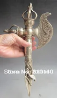 

bir 001475 12.2" Old Tibet Tibetan Buddhist Silver Dorje Ax Phurpa Dagger
