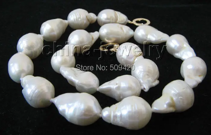 

Free Shipping >>>Huge 22mm white Reborn Keshi baroque FW pearl necklace