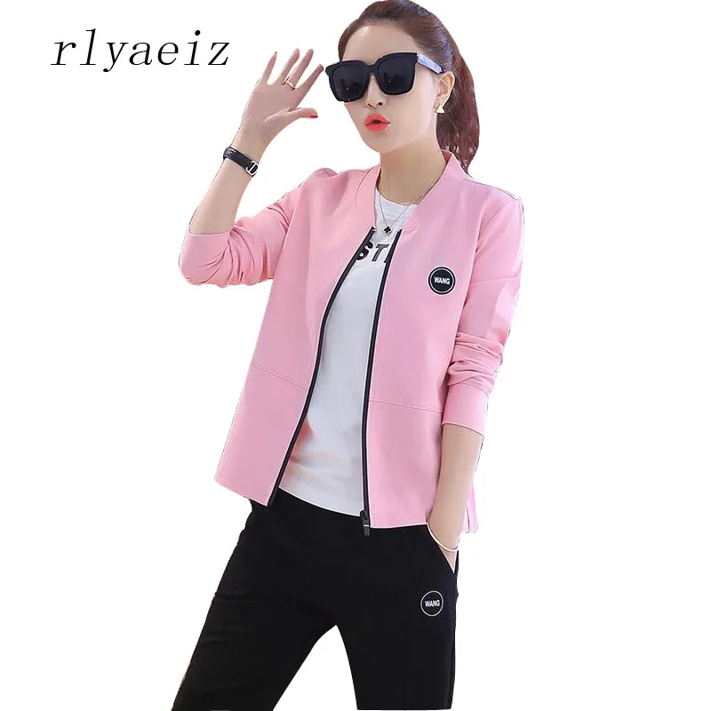 

RLYAEIZ Plus Size XXXL Spring Autumn Women 2 piece Set 2017 New Fashion Casual Cardigan + Pants Sporting Suits Ladies Tracksuits