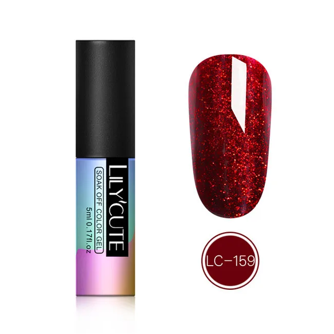 LC-159 LILYCUTE 5 мл голографический гель польский серебро серии блестками лак для ногтей Soak Off длинные прочный ноготь Art Гель - Цвет: LC-159