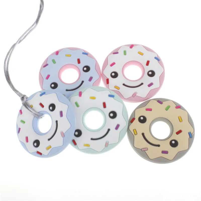 

5PCS Silicone Smile Donut Baby Teether Silicone Bpa Free Baby Pacifier Chain Pendant Accessories Food Grade Nursing Gifts