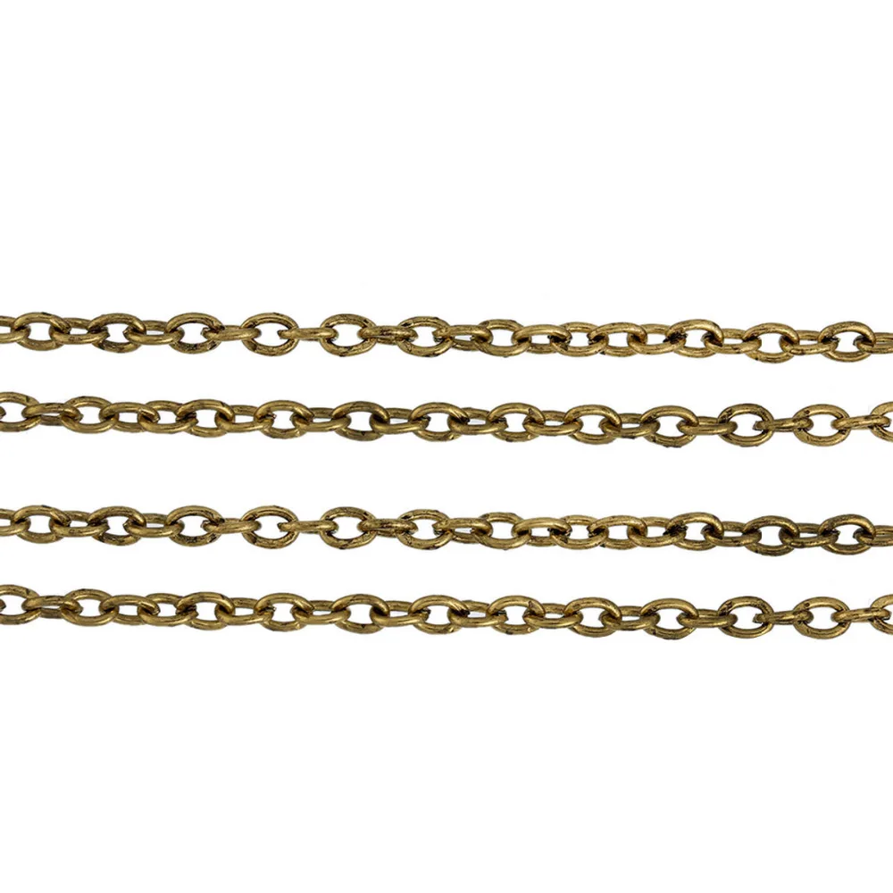 DoreenBeads сплав на железной основе Античное золото звено кабельная цепь фурнитура золотой тон DIY цепи 3,7x2,7 мм, 50 см длиной, 1 шт