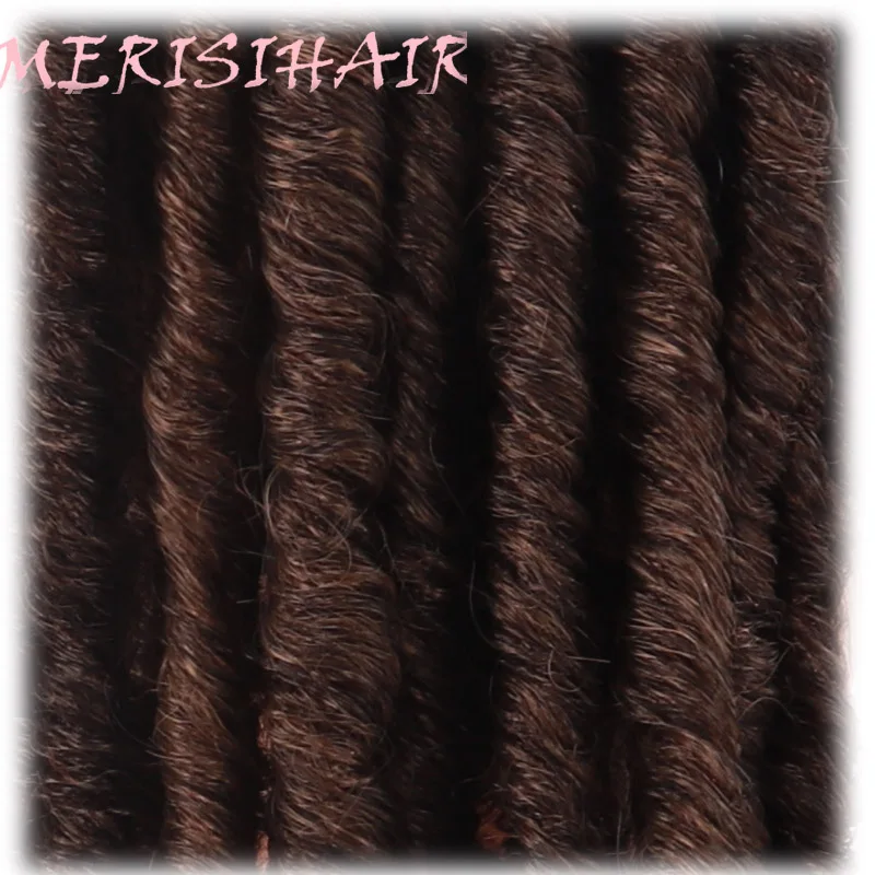 MERISI волосы 18 дюймов Ombre Goddess Faux locs кудряшки для наращивания с шелковистыми прядями синтетические мягкие косички