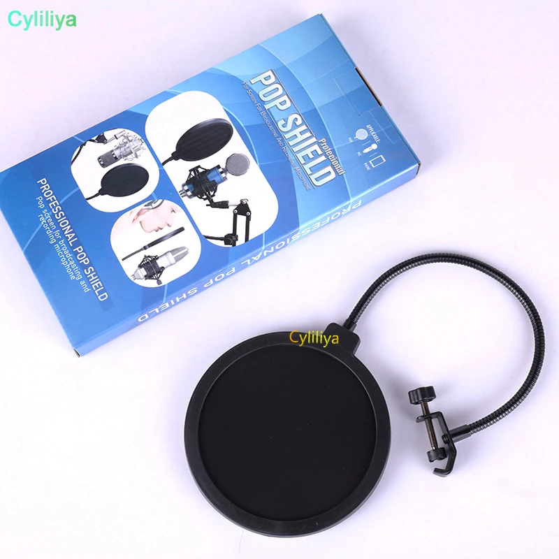 100 pcs New Microphone Pop Filter Double Mesh Screen Windscreen Studio Equipment With Flexible Gooseneck Holder | Электроника