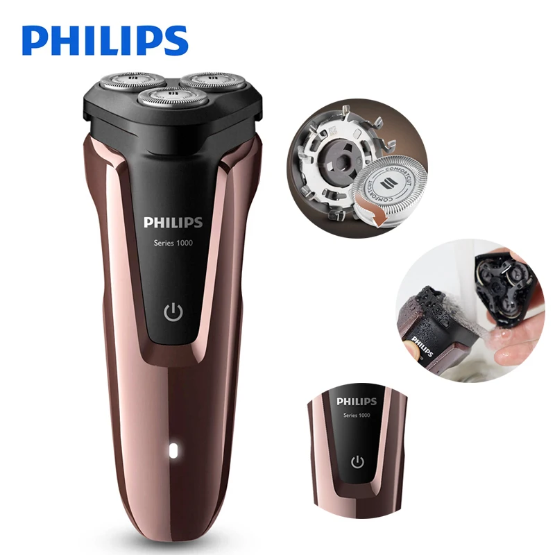 Philips S1060 электробритва, ротационная перезаряжаемая моющаяся бритвенная машина с тремя плавающими головками для мужчин, бритва с тройным лезвием