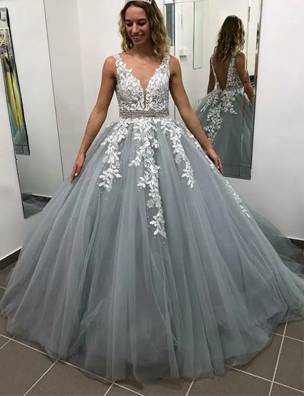 Picture colors LORIE A-Line свадебное платье Кружева аппликации с Тюль свадебное платье v-образным вырезом без рукавов спинки свадебные праздничные платья на заказ - Цвет: Picture colors