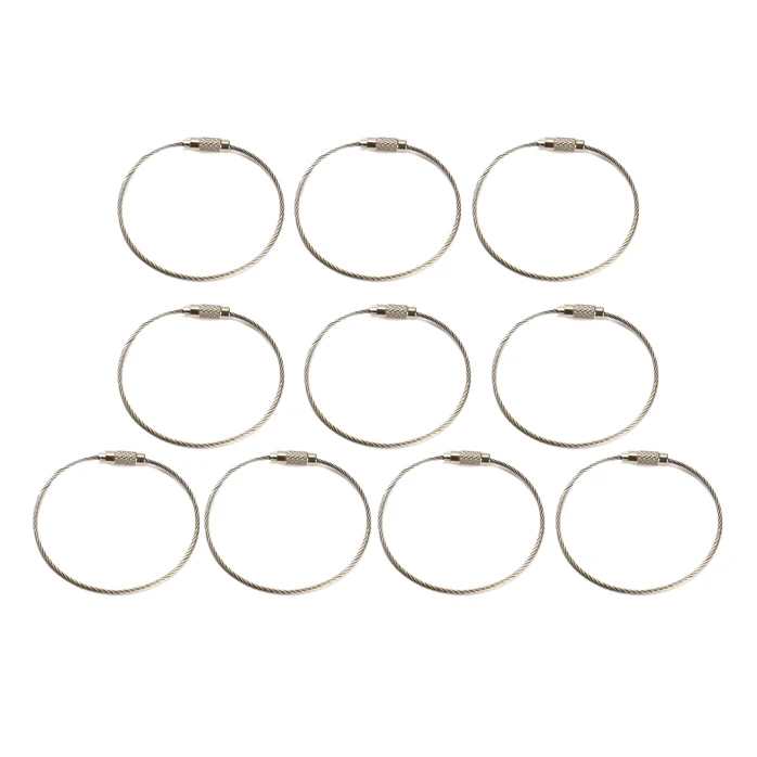 

10PCS Stainless Steel 20cm Wire Keychain Cable Key Ring
