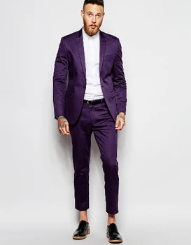 

Custom Made New Arrival Peak Lapel Purple Men Suits Wedding Best Man Suit(Jacket+Pants+Tie+Hanky)