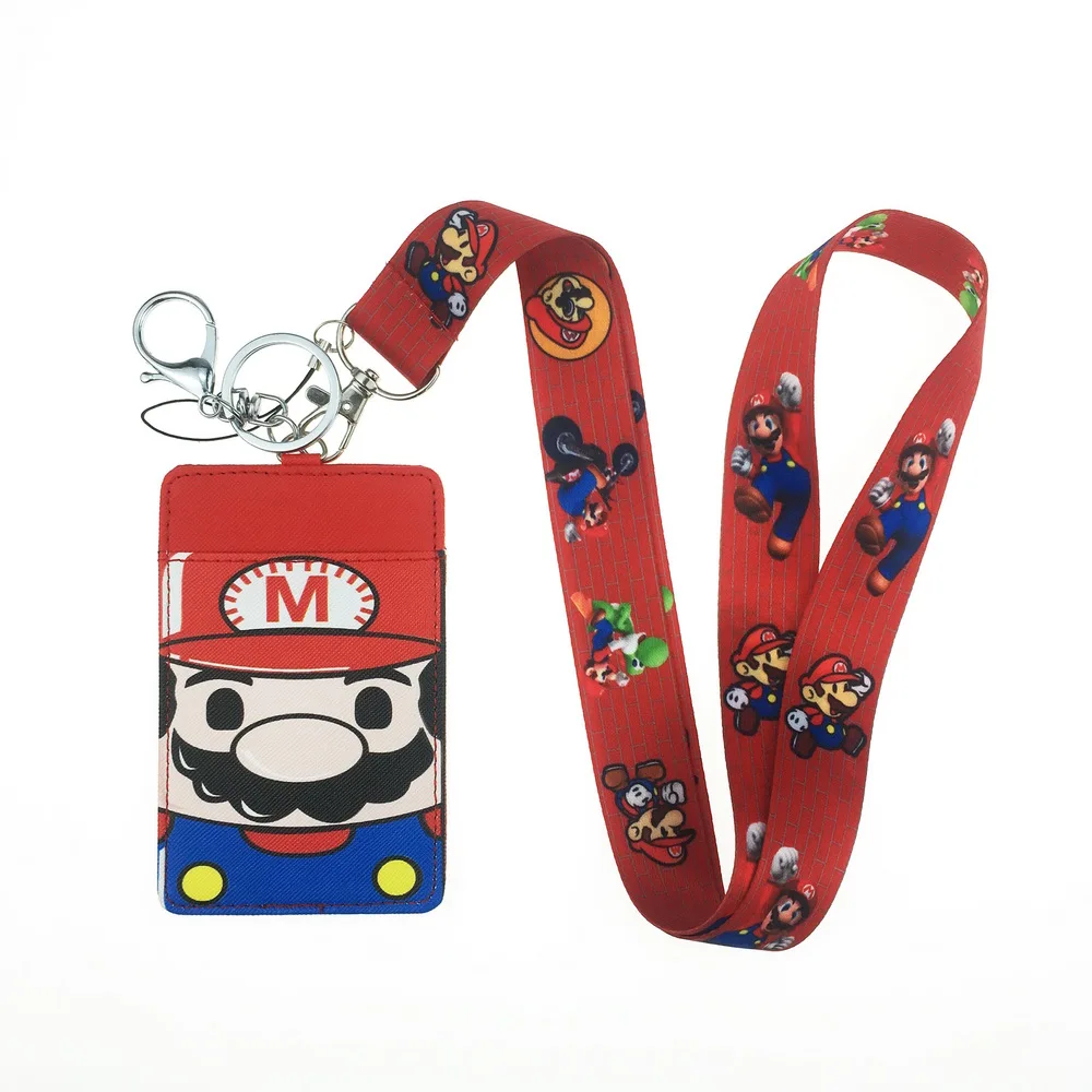 Горячий мультфильм милый Супер Марио Bros ID card set lanyard брелок|Брелоки| |