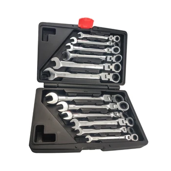 

12PCS Ratchet Spanner Tool Set Ratcheting Wrench Spanner Garage Fixed Head Tools Accessory