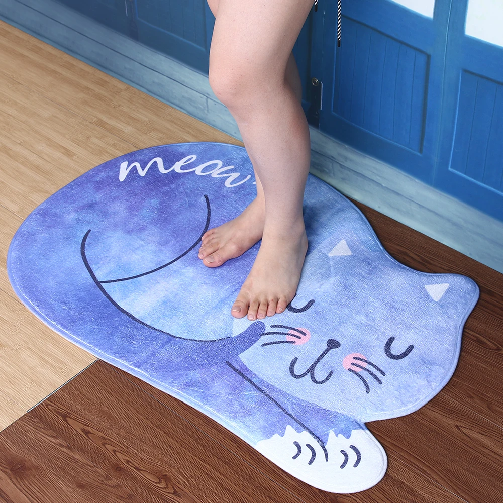 Bathroom Bath Mat Tea Table Bibulous Antiskid False Sleeping Cat