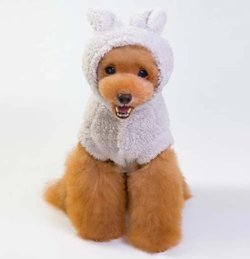 Прекрасный мультфильм кролик превращается платье собака пальто высокое качество мягкого флиса Одежда для маленьких собак милый кролик бижутерия для ушей 20E