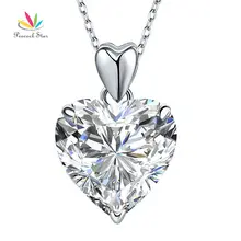 Estrella 5 Ct Corazón Creado Diamante del pavo real Colgante Collar Sólido 925 Plata Esterlina de La Manera Joyería de La Boda CFN8043