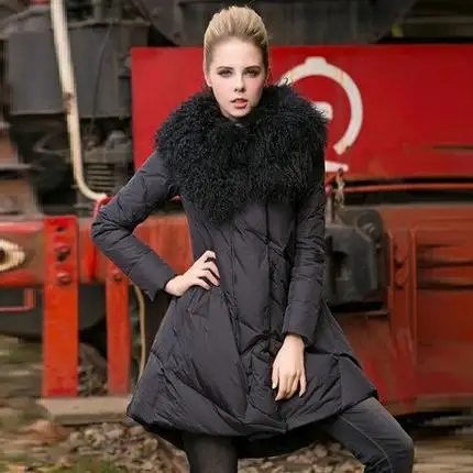 Класс, воротник из искусственного меха, женская зимняя куртка, парка, Брендовое модное женское зимнее пальто, женский ультра легкий пуховик LA0006 - Цвет: Black