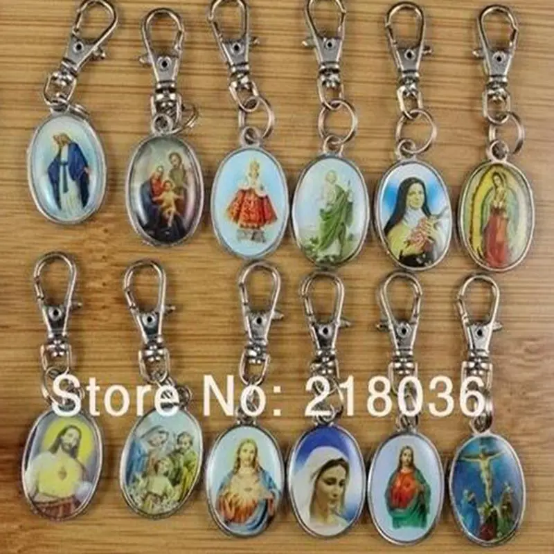 Винтаж Silvers Подвески католицизм религиозные Девы Марии Иисус брелок для ключей автомобиля сумка брелок сумки парные брелки