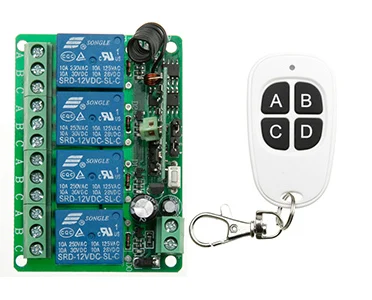

DC12V 4CH 10A RF Wireless Remote Control Switch System transmitter & receiver relay Receiver Smart Home Switch/lamp/ window