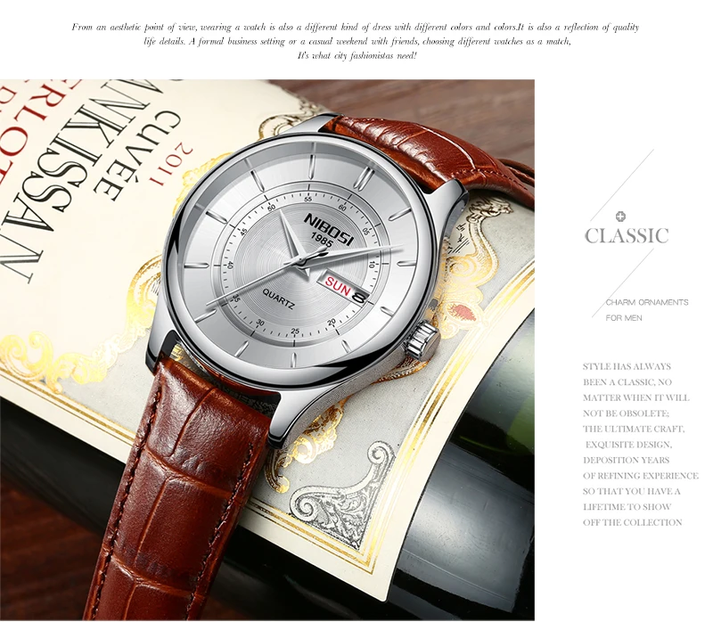 Relogio NIBOSI Watch Men Waterproof Leather And Steel Band Men Watch Date Day Blue Wrist Watch Analog Quartz Fashion Male Clock  (28)