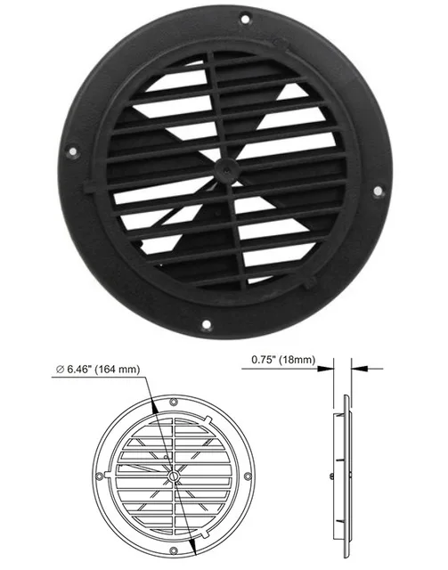 Пластиковая вентиляционная решетка для вентиляционного отверстия, крышка для вентиляции RV, прицеп для яхты, караван, настенное потолочное крепление - Цвет: Round 164mm Black