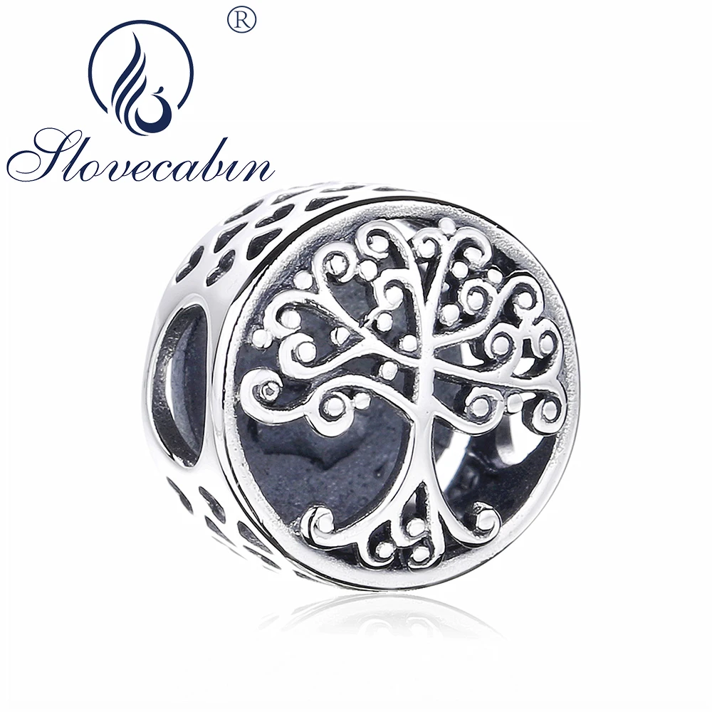 

Slovecabin Original 925 Sterling Silver Openwork Family Roots Beads Tree Of Life Charms For Jewelry Making For Bracelet & Bangle