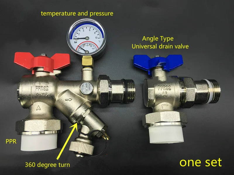 1 дюйм наружная напольного отопления, водные магистрали из Желтой меди с сепаратор ПВХ пластик клапан электрический клапан воды фильтр обратный клапан впуска воды с Давление датчик