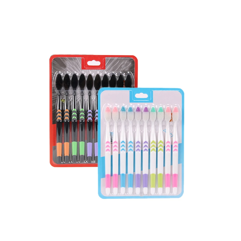 

10 pcs Bamboo Charcoal Antibacterial Toothbrush Sets Multicolored Soft Dental Tooth Brush Oral Care for Sensitive Teeth