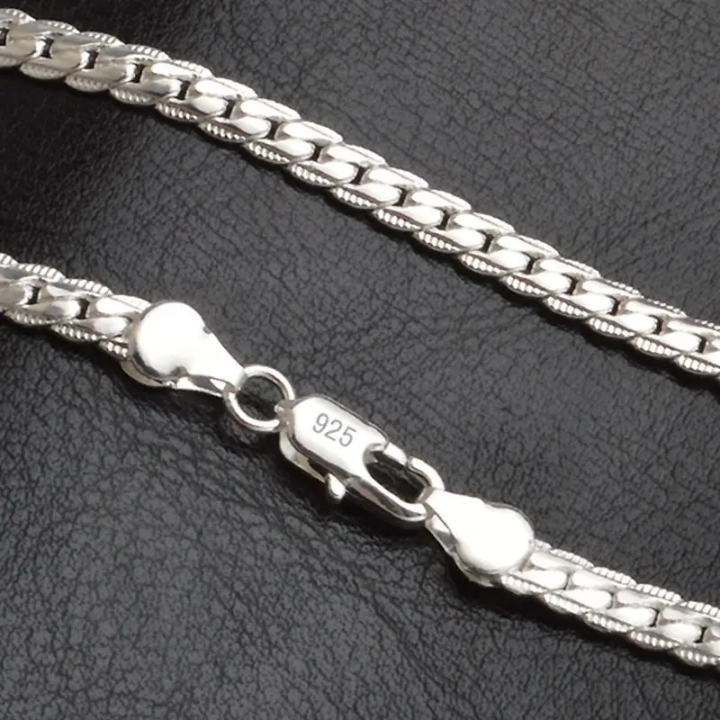Новое поступление, женское серебряное ожерелье 5 мм с полными боками, 925 пробы, Серебряное модное ювелирное изделие для женщин и мужчин, ожерелье с цепочкой