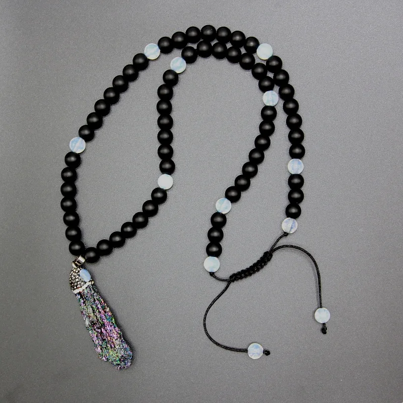 

New Handmade 8mm Natural Stone Necklace Woven Moonstone Necklace DIY Beaded Necklace For Women Men