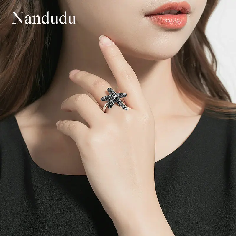 Nandudu бренд Starfish растягивающиеся Кольца Мода Горячая Распродажа серебряный цвет с