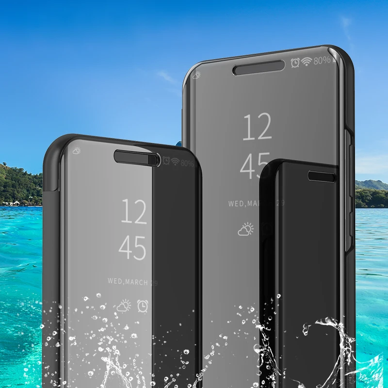 Зеркальный кожаный чехол для samsung Galaxy S8 S9 Plus Note 8 9 A30 A40 A50 A70, умный зеркальный Чехол-книжка для samsung A 30 40 A505