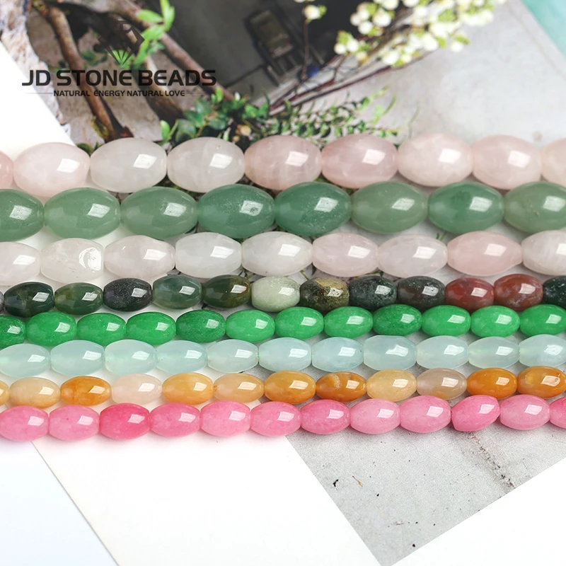 natural chalcedony malachite snowflake stone beads rice-shape 10*20mm Accessory JD free shipping | Украшения и аксессуары