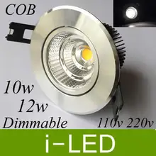 30% от Cree Cob Led светильник 12 Вт 10 Вт затемняемое светодиодное пятно света утопленное 1000lm 90-260 в светодиодные лампы освещение 3 года гарантии