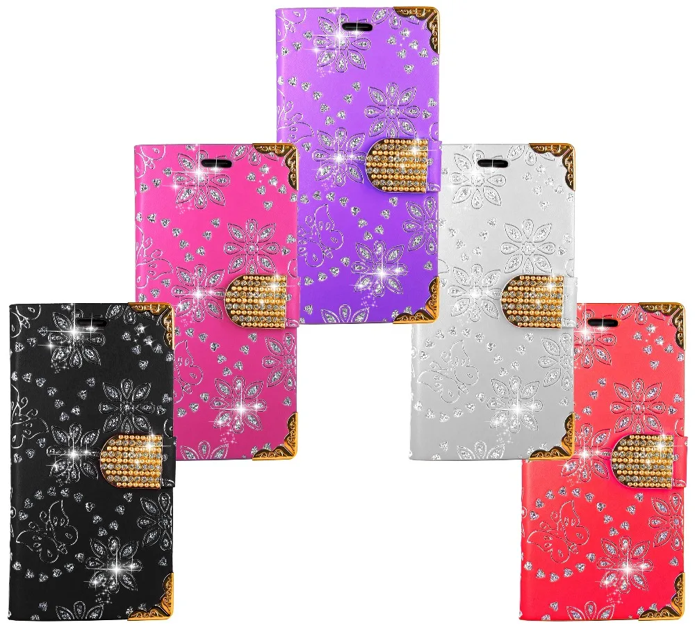 

Bling Case For Wiko Tommy 2 Plus (5.5") Wallet Diamond Leather Kickstand Bag Coque Case Cover For Wiko Tommy 2 Plus (5.5")