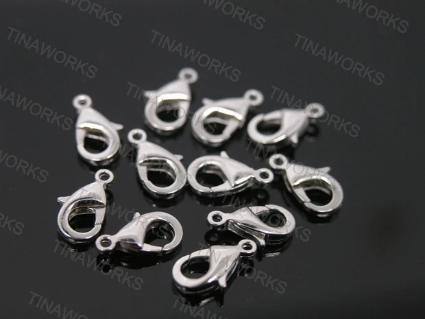 

100 Sets Silver Tone Lobster Clasps, Extension Chain and Coil End Crimp Fastener For Necklace+ Jewelry Findings Fit 1.0-1.7mm