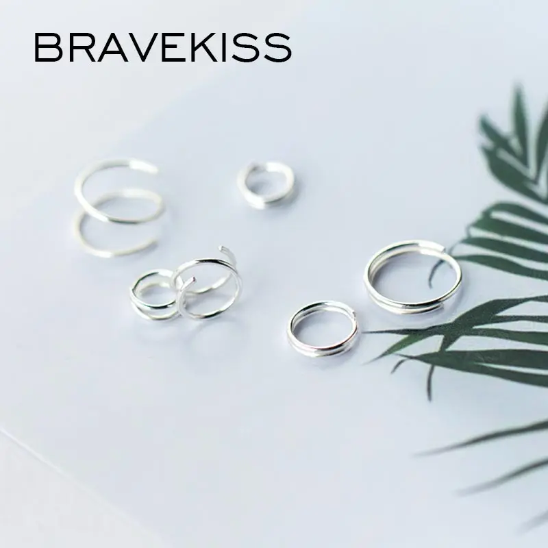 

BRAVEKISS 2019 925 Sterling Silver Spring Shape Round Earrings Fashion Jewelry for Women Stud Earring Twisted Ear Studs BLE0488