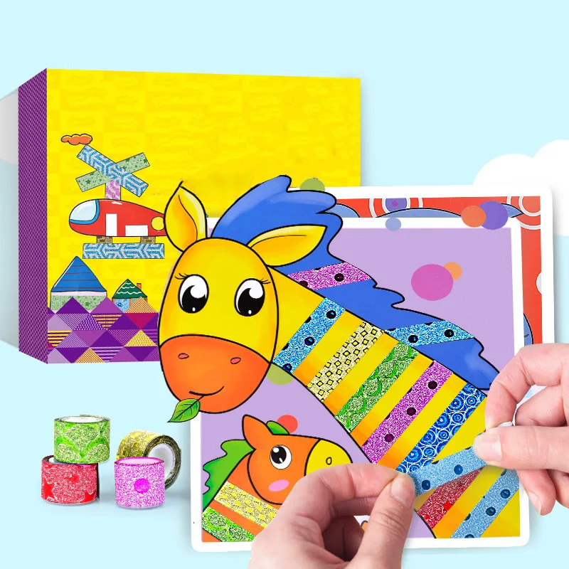 

10 pcs/box Children Color tapes Handmade Toys Kids Creative Tapes Sticker Toy with Cartoon Animals Drawing Craft Kit Gift