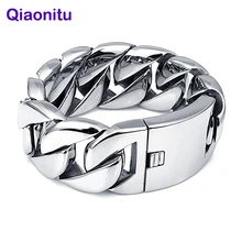 Punk Rock Блестящий Снаряженная Кубинский звено цепи Нержавеющая сталь браслет Для мужчин тяжелых Для мужчин s Браслеты цепи велосипеда Wrstband 20 мм/ 24 мм/31 мм